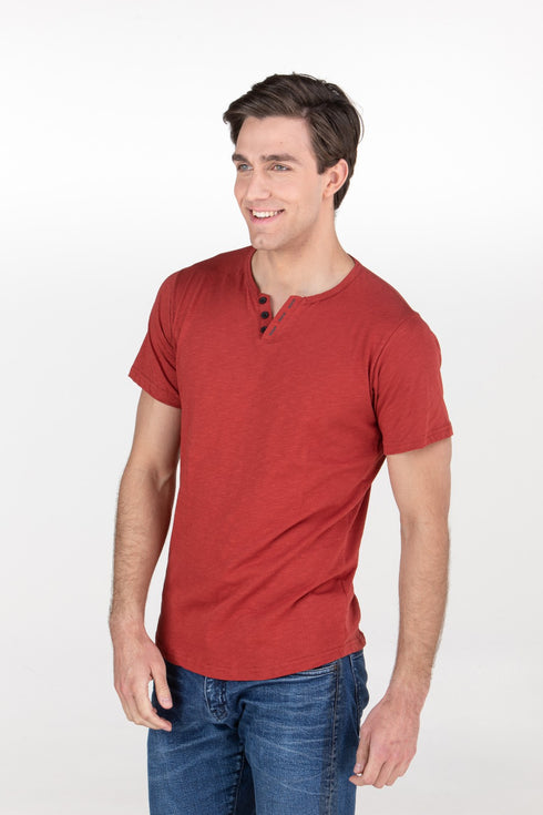 Ανδρικό T-Shirt Bε με Κουμπάκια Χρώμα Κεραμιδί Restart